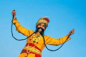 Indien, Jaipur, Mann mit einem der größten Schnurrbärte der Welt.