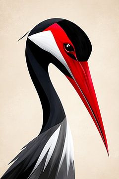 Abstract Portret van een Reiger van Karina Brouwer