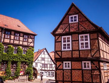 Oude stad met vakwerkhuizen van Quedlinburg in het Harzgebergte van Animaflora PicsStock