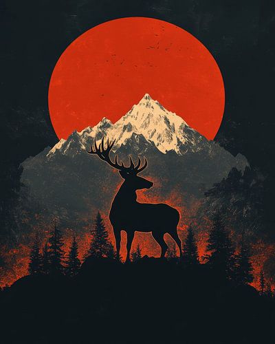 Silhouette de cerf majestueux