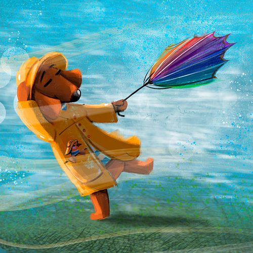 Dachshund Tobie braves the storm