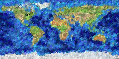 Wereldkaart bubbels van Frans Blok