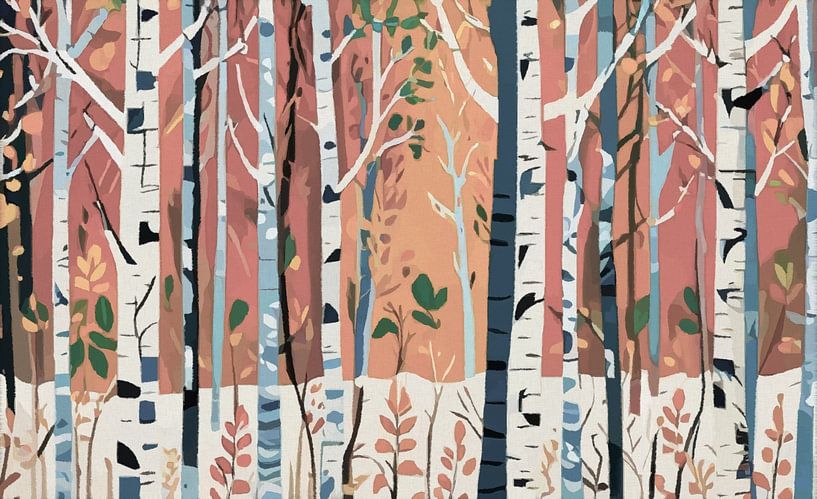 Snow in the birch forest by Anna Marie de Klerk