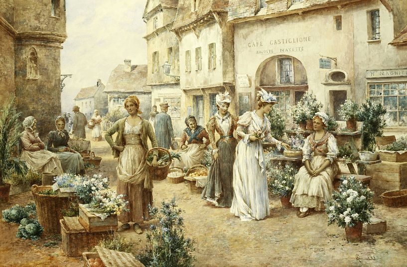 Alfred Glendening Junior,Ein Blumenmarkt von finemasterpiece