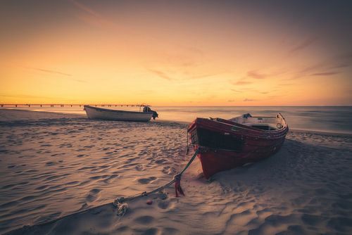 Vissersboten op het strand