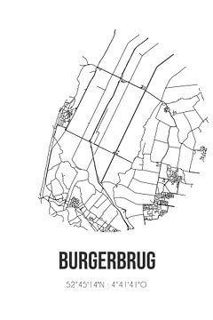 Burgerbrug (Noord-Holland) | Karte | Schwarz und Weiß von Rezona