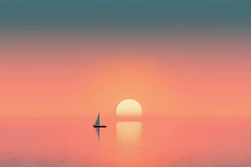 Segelboot bei Sonnenuntergang von Artsy