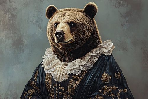 Portrait d'un ours avec des vêtements classiques