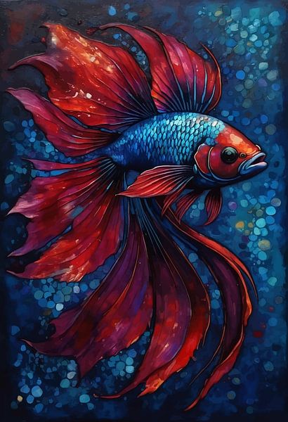 Poisson Betta - Bleu et rouge par MIROKKU