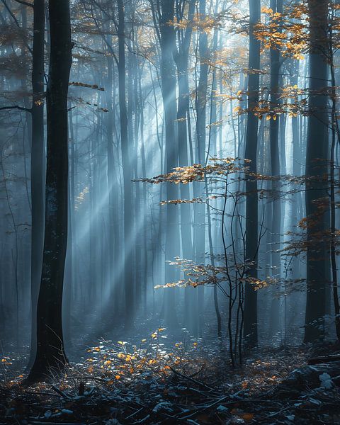 Romantisch herfstbos van fernlichtsicht