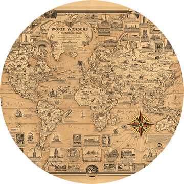 Wereldwonderen, wereldkaart als illustratie van World Maps