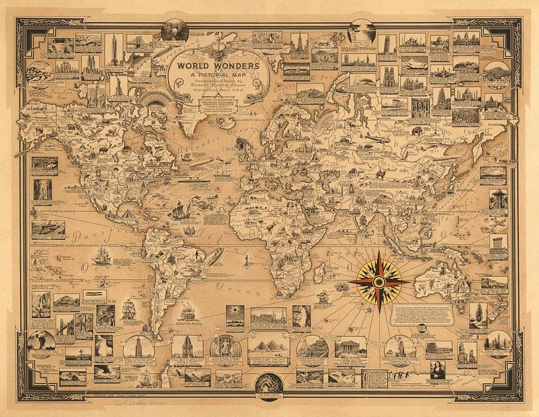 World Wonders, A Pictorial Map by World Maps