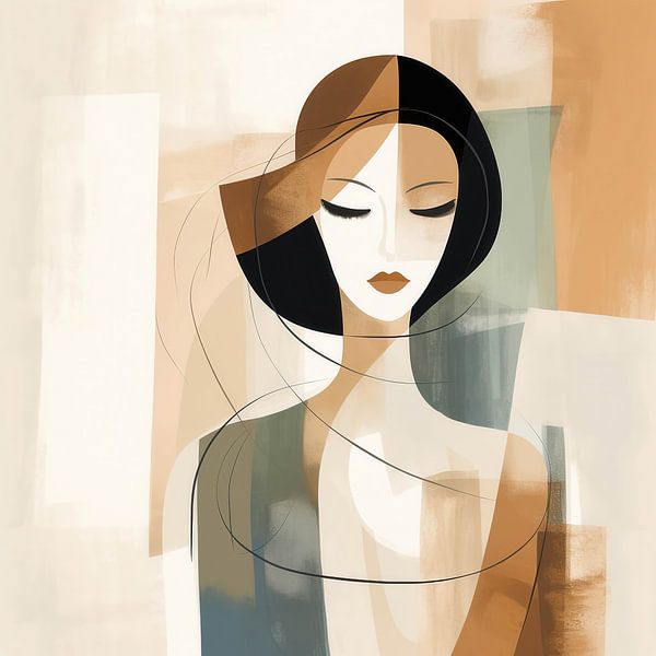 Abstract Woman in Earth tones by Color Square
