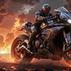 INFERNION: Der höllische Motorradfahrer auf der Straße aus Feuer von INFERAURUM