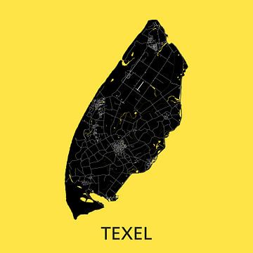Texel Landkaart | Warmgeel | Wandcirkel van WereldkaartenShop