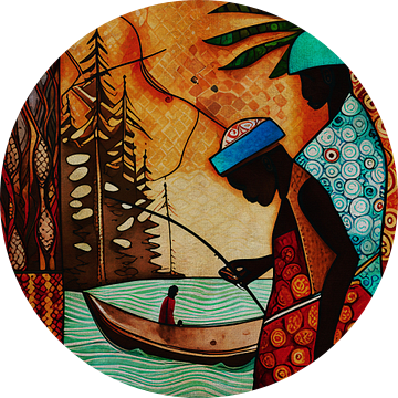 De levendige essentie van Afrikaanse vissers bij zonsondergang