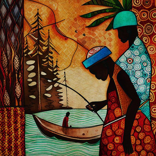 The Lively Essence of African Fishermen at Sunset by Jan Keteleer