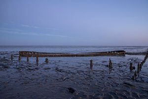 Sonnenaufgang am Wattenmeer in den Niederlanden.