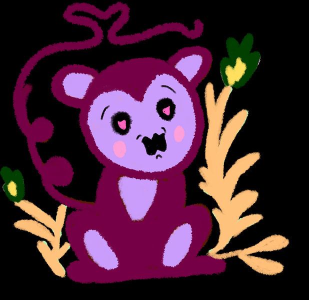 purple watercolor monkey by Parshwika Bhandari