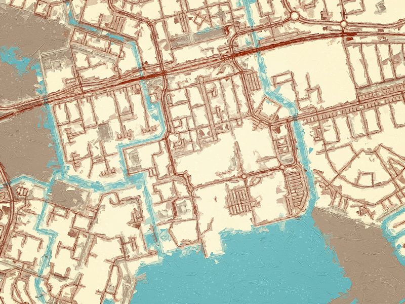Map of Almere Centrum in the style Blue &amp; Cream by De Kaartenwinkel