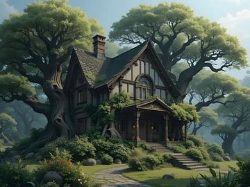 Cabin in the forest by HorizonArtistry