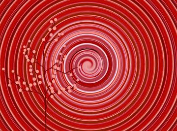 Your Turn Red (L'art moderne en spirale rouge) sur Caroline Lichthart