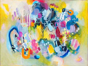 Springtime Lovebugs - Voorjaarssfeer in abstract schilderij van Qeimoy