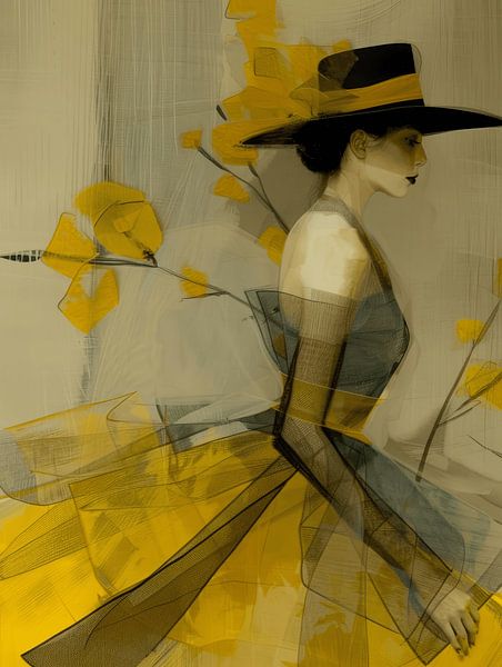 Modern portrait in yellow by Carla Van Iersel