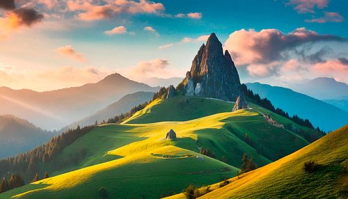 Landschap met bergen en wolken