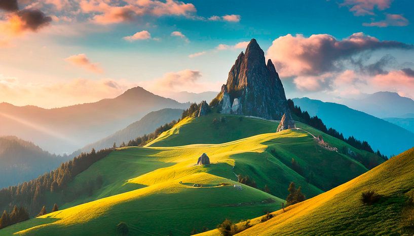 Landschaft mit Berge und Wolken von Mustafa Kurnaz
