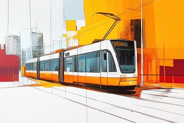 Tram-sterdam in Abstract van PixelMint.