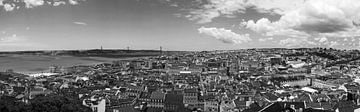 Lissabon - Panorama zwart-wit
