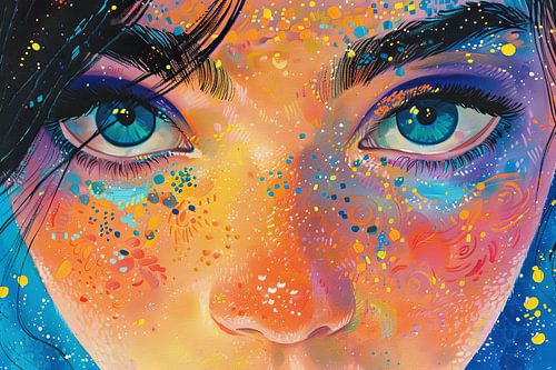 kleurrijk digitaal schilderachtig beeld van vrouw
