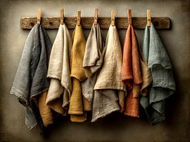 Viele bunte Leinentücher von Heike Hultsch