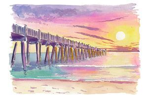 Sonnenuntergang am Gulf Pier am Pensacola Beach Florida