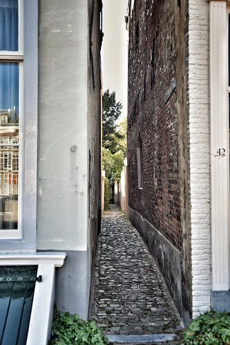 Bunter Blick in die schmale Straße Middelburg