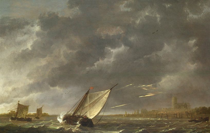 The Maas at Dordrecht in a Storm, Aelbert Cuyp by Masterful Masters