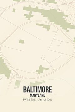 Alte Karte von Baltimore (Maryland), USA. von Rezona