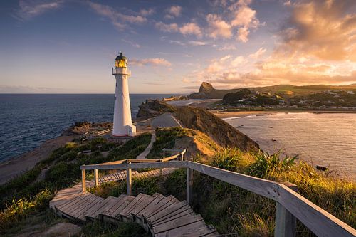 Zonsondergang @ Castlepoint Vuurtoren (Nieuw Zeeland)