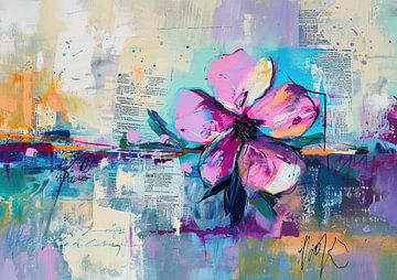 Abstract minimale Bloem decor van Abstract Schilderij