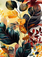 Watercolor nature leaves art