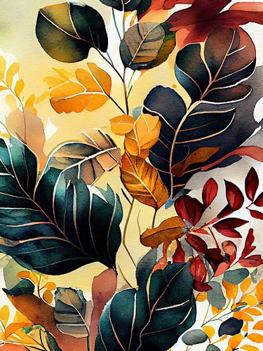 Aquarel natuur bladeren kunst