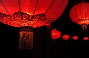 Chinesische rote Laterne als Glücksbringer