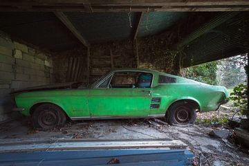 Une Ford Mustang abandonnée.