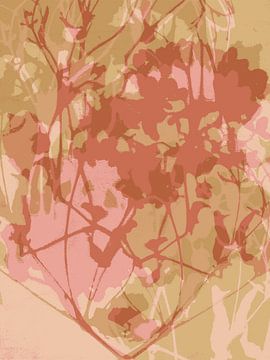 Art botanique abstrait dans des couleurs pastel rétro. sur Dina Dankers