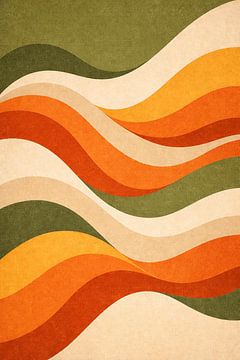 Wellen am Wüstenhorizont – Retro-Minimal-Landschaft