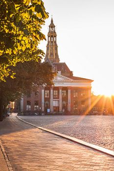 Vismarkt tijdens Zonsondergang (poster)