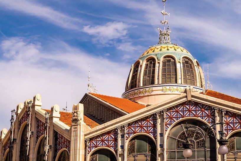 Facade of the central market hall in Valencia Spain by Dieter Walther