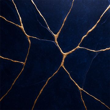 Kintsugi in deep blue - The art of golden breaks