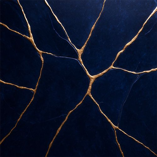 Kintsugi in deep blue - The art of golden breaks
